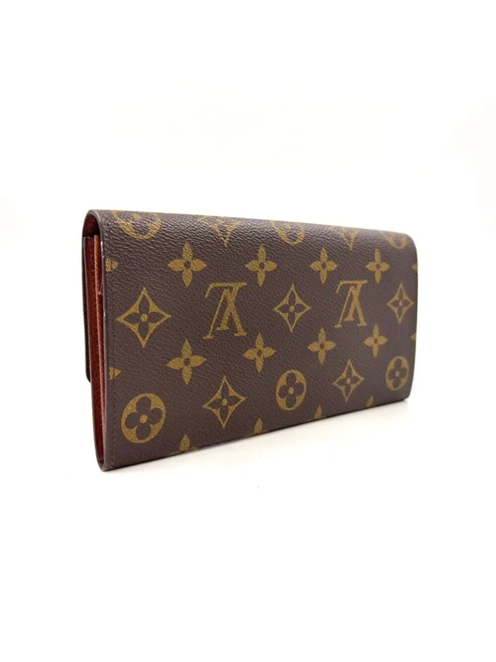 Louis Vuitton Portefeuille Cles Monogram Leather Brown Wallet Gold